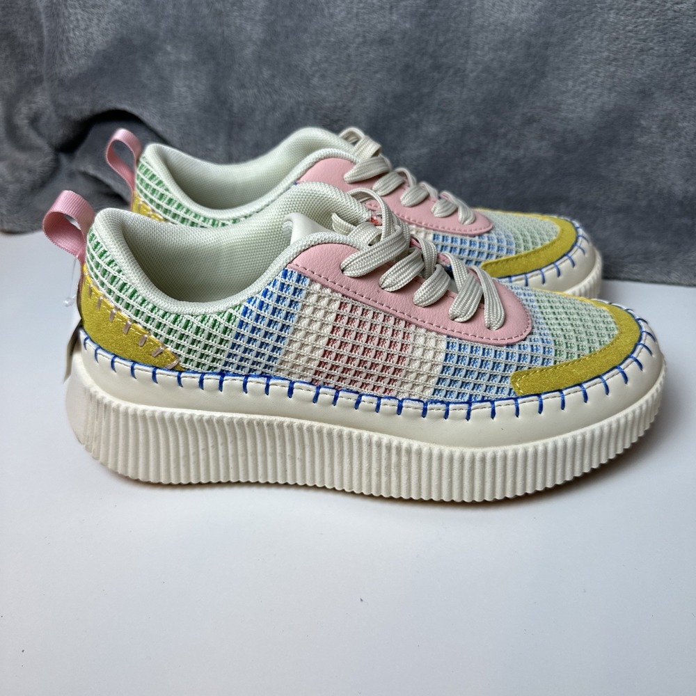 Nicole Miller New York Mixed Media Brita Platform Patch Sneaker Shoes NEW 7 - Picture 10 of 16